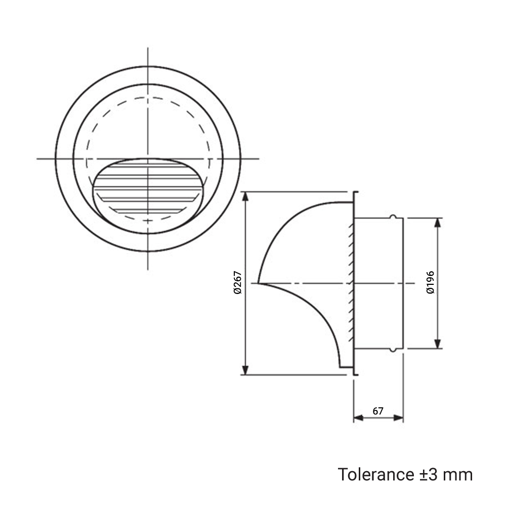 Dalap Lüftungsgitter SMPG 450 – Mit Schwerkraftlamellen Aus Kunststoff – Metallrahmen, Größe 450x450 Mm, Grau